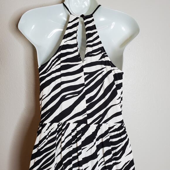 Abound Zebra Print Halter Midi Dress XXS Animal Fall 2025 Trend Edgy Minimalist - Picture 6 of 9